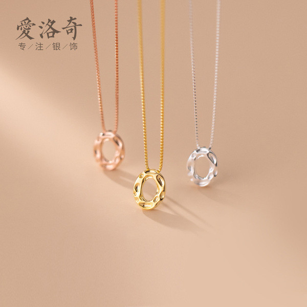 A34035 s925 sterling silver hollowed oval necklace