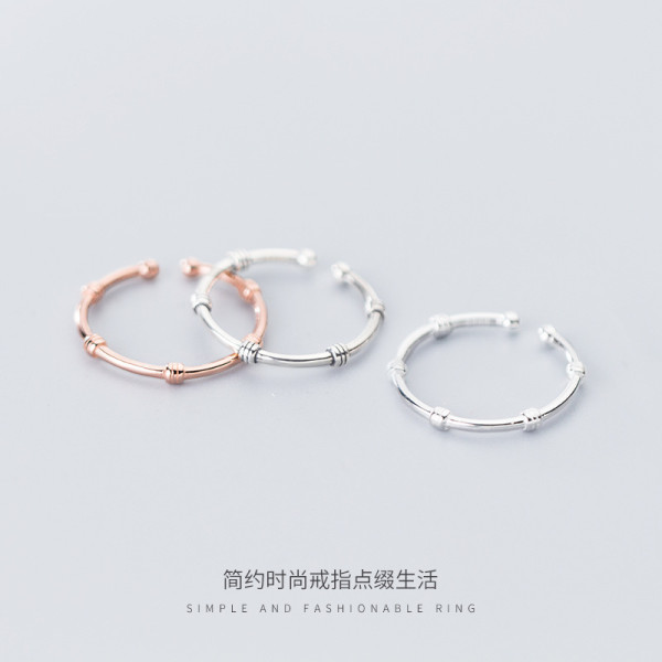 A40394 s925 silver fashion simple rope elegant bar ring