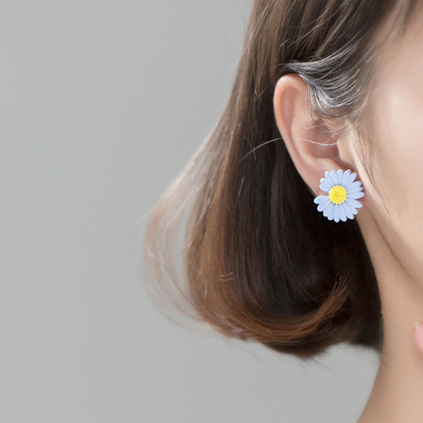 A38210 s925 sterling silver stud trendy daisy sweet earrings