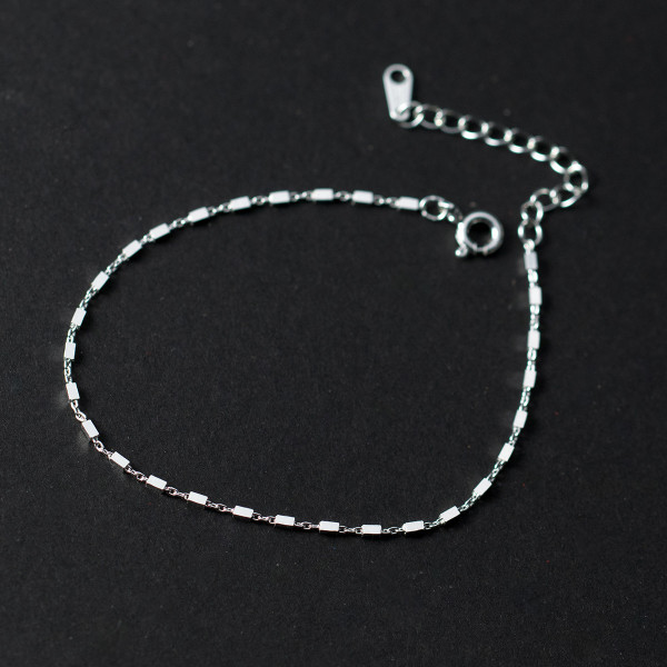 A43810 s925 silver trendy sweet simple square charm bracelet
