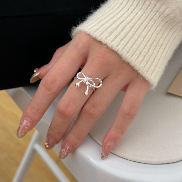 A43229 sterling silver butterfly simple fashion adjustable ring