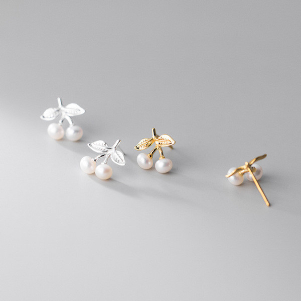 A31815 s925 sterling silver simple cute pearl cute sweet chic earrings