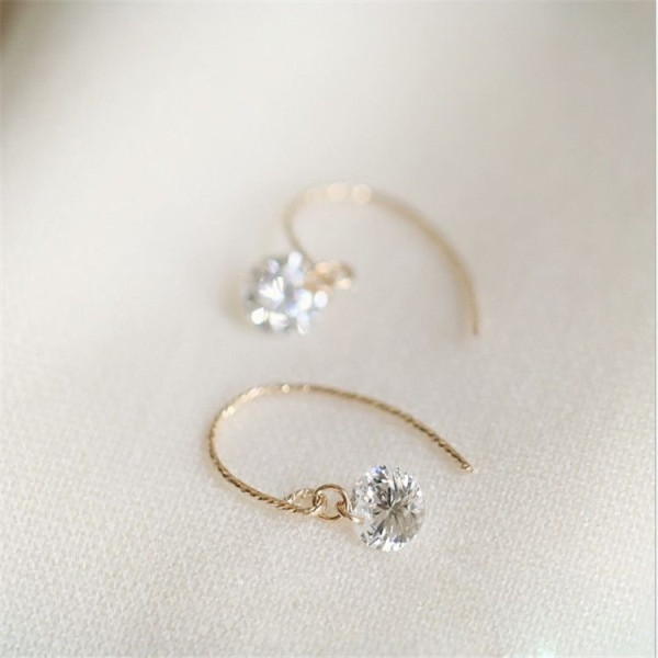 A44596 s925 sterling silver classic simple rhinestone dainty cute pendant stud earrings
