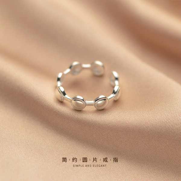 A32168 s925 sterling silver trendy geometric circle ring