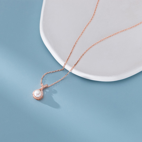 A41882 s925 sterling silver design rhinestone pearl necklace