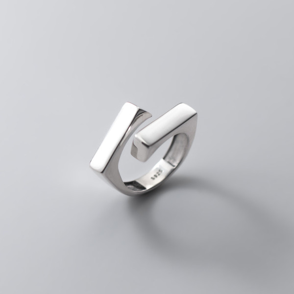A36150 s925 sterling silver chic simple silver vintage geometric ring