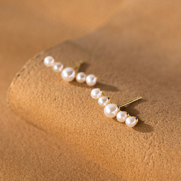 A38742 s925 sterling silver artificial pearl stud design elegant earrings