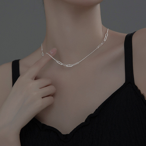 A34510 s925 sterling silver simple necklace