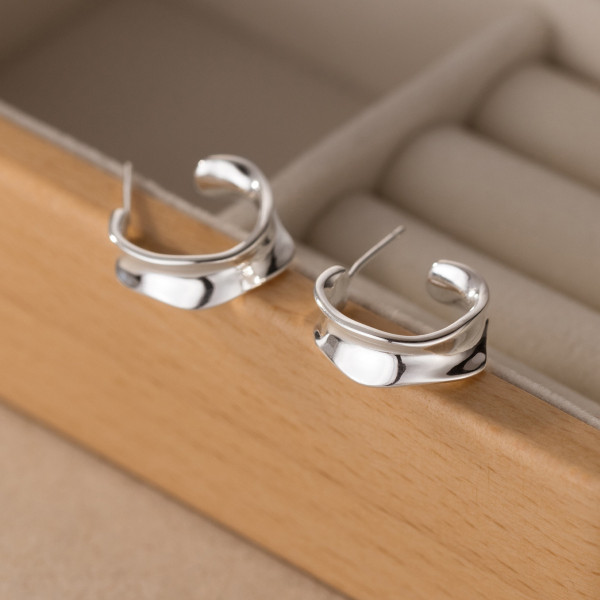 A37961 s925 sterling silver simple design earrings