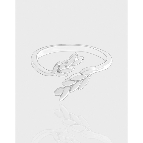 A43956 leaf sterling silver s925 adjustable ring