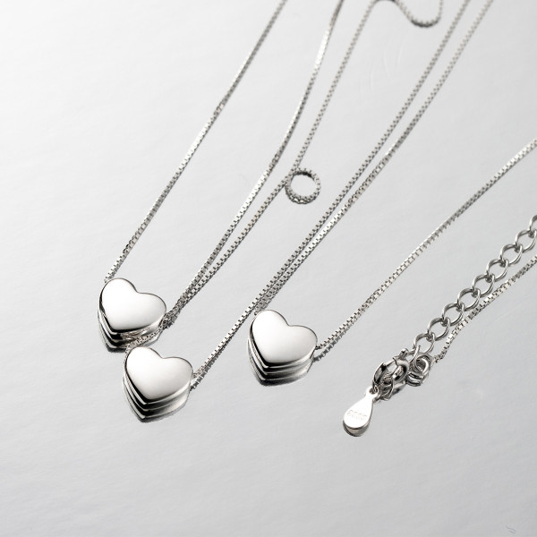 A45169 s925 silver simple elegant fashion dainty heart necklace