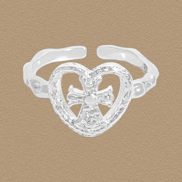 A45465 heart adjustable sterling silver s925 heartshape ring