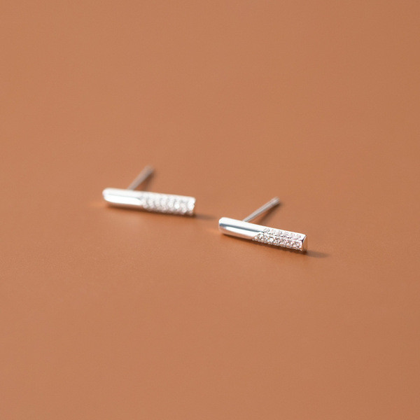 A32386 s925 sterling silver bar rhinestone trendy sweet chic earrings