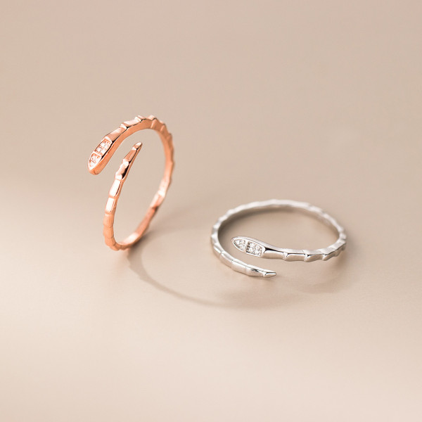 A45307 s925 sterling silver dainty simple elegant rhinestone serpent ring
