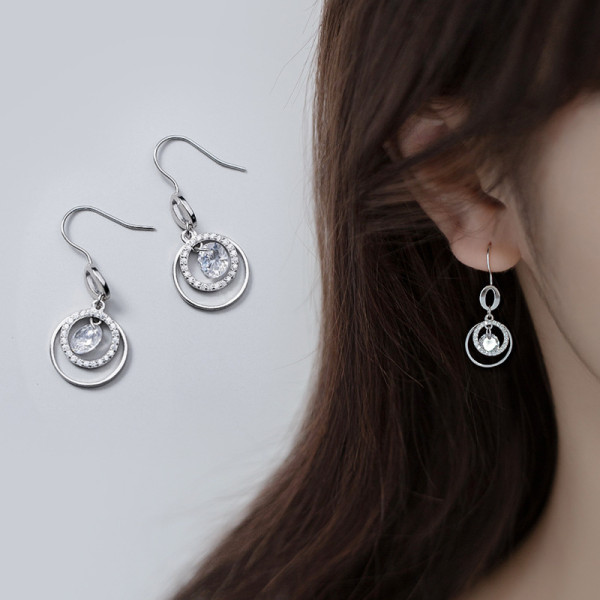 A35895 s925 sterling silver chic short circle earrings