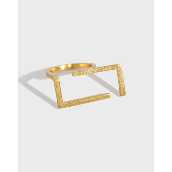 A31300 simple geometric square s925 sterling silver adjustable ring