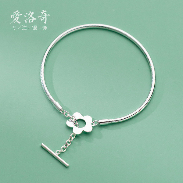 A33357 s925 sterling silver simple charm bracelet