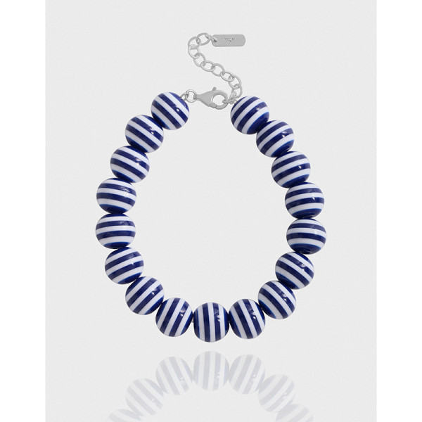 A43271 design bead beaded charm sterling silver s925 bracelet