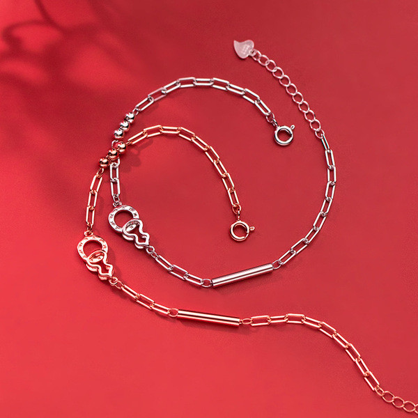 A30239 s925 sterling silver circle charmbracelet