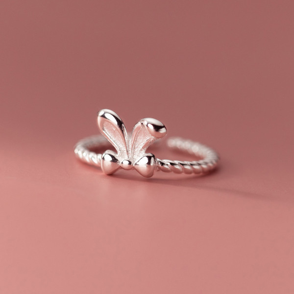A38041 s925 sterling silver thai twist rabbit design ring