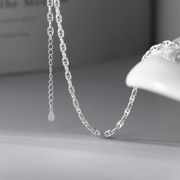 A46071 s925 silver dainty simple fashion elegant chain bar necklace
