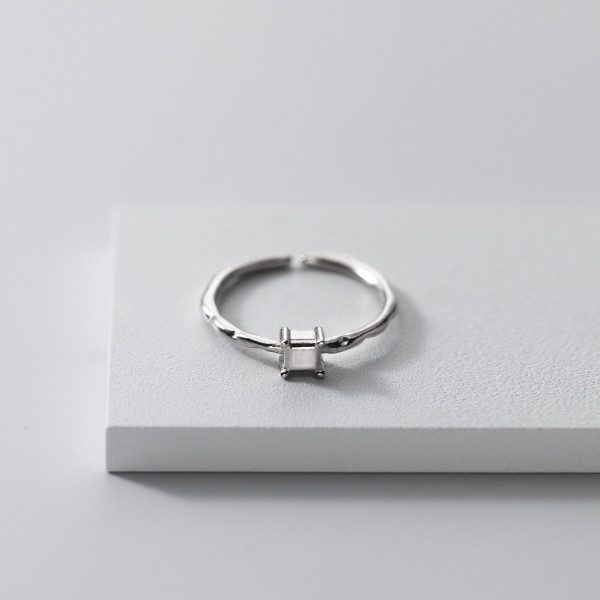 A36194 s925 sterling silver square irregular weave ring