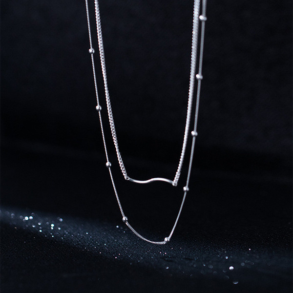 A33983 s925 sterling silver doublelayer necklace