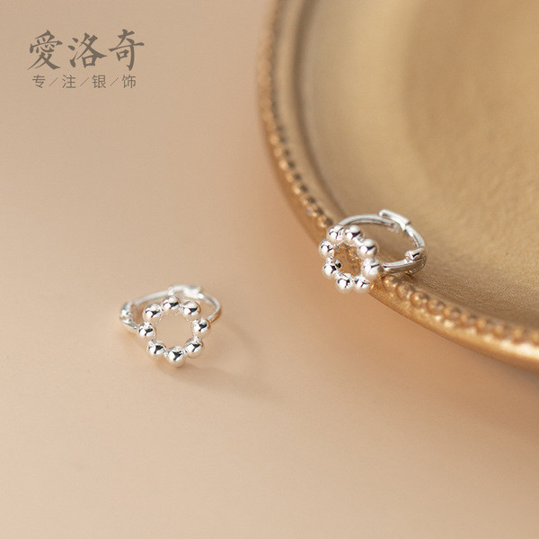 A32315 s925 sterling silver cute unique chic circle hollowe earrings