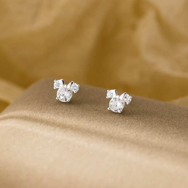 A44993 s925 sterling silver sweet cute rhinestone butterfly stud earrings