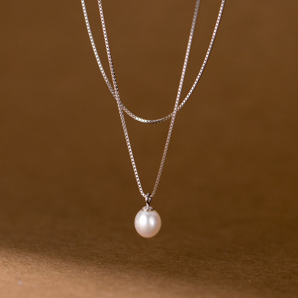 A36745 s925 sterling silver pearl short necklace