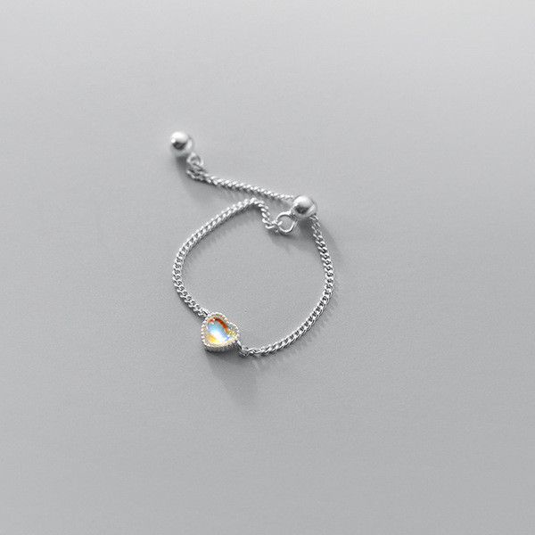 A34336 s925 sterling silver sweet glass heart ring