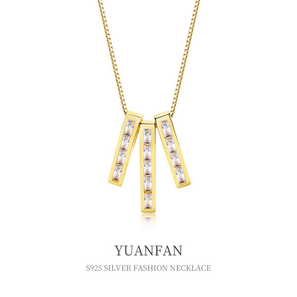 A37801 sterling silver geometric elegant fashion cubic zirconia necklace