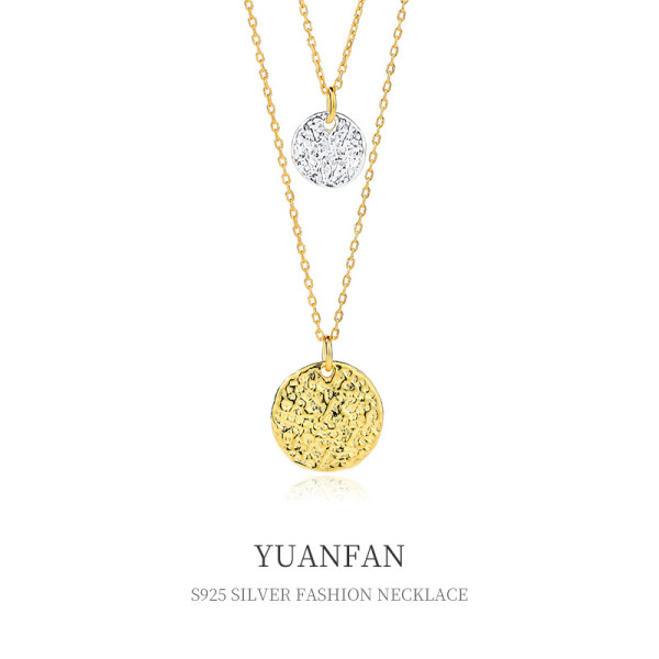 A39706 sterling silver vintage pendant unique fashion double doublelayer layered necklace