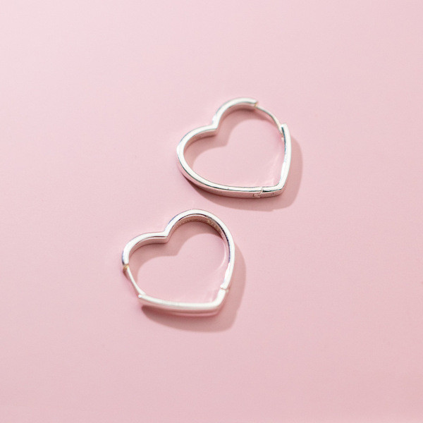 A33637 s925 sterling silver heart cute chic trendy heartshape sweet earrings