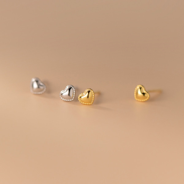 A43486 s925 silver stud simple heart twist cute sweet earrings