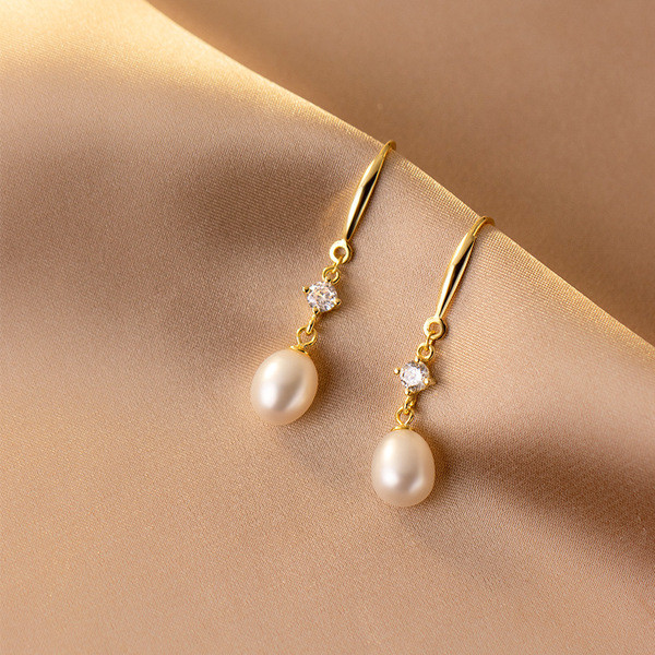 A33910 s925 sterling silver chic pearl earrings