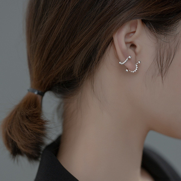 A33173 s925 sterling silver simple rhinestone earrings