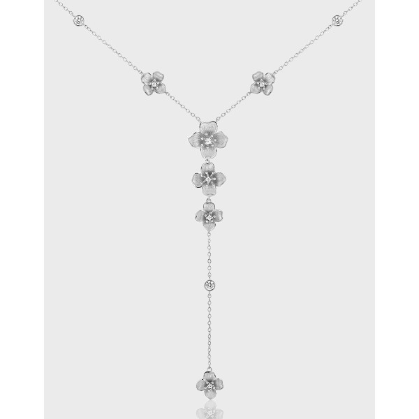 A40635 unique elegant fringe rhinestone pendant s925 sterling silver necklace