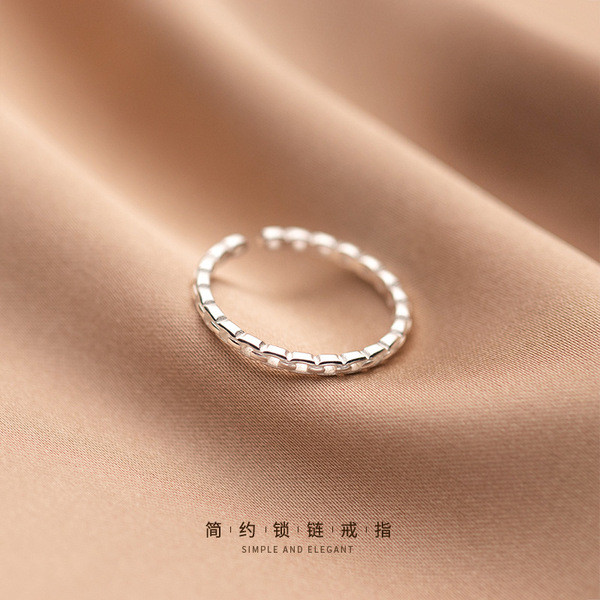 A32085 s925 sterling silver chic hollowed chain unique ring