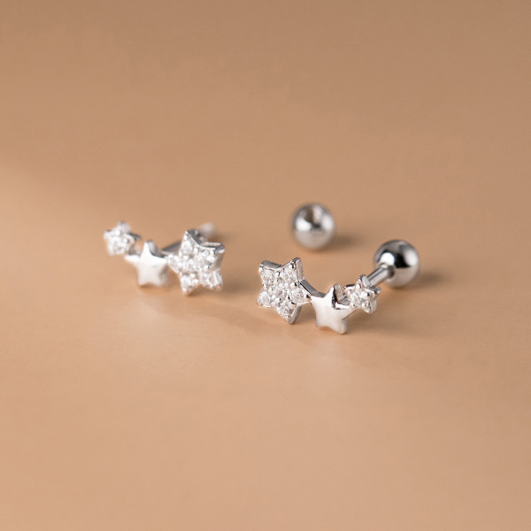 A36826 s925 sterling silver cute star rhinestone earrings