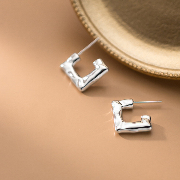 A31717 s925 sterling silver irregularC earrings