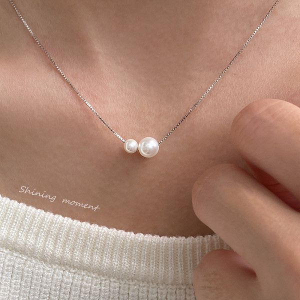 A43260 s925 silver big simple necklace
