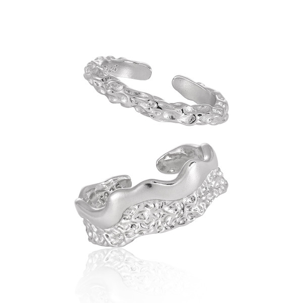 A43352 s925 sterling silver unique doublelayer ring
