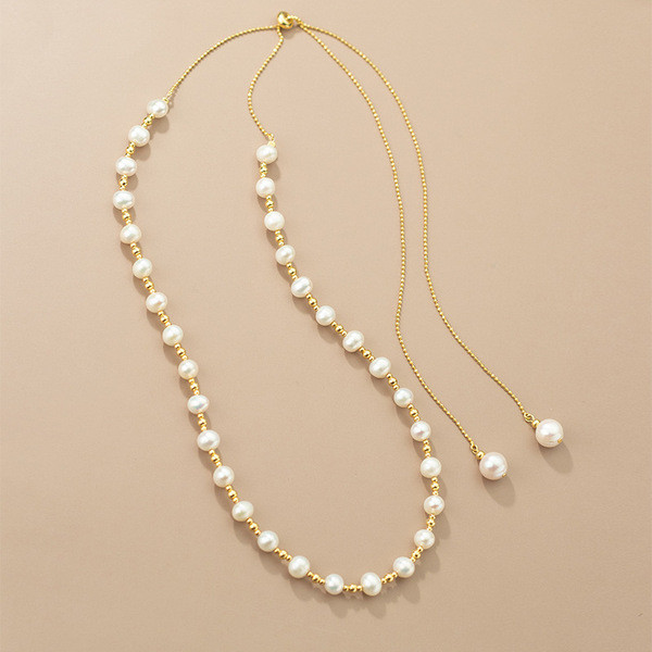 A34498 s925 sterling silver pearl necklace
