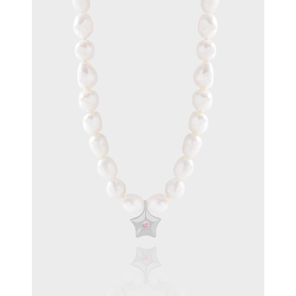 A41456 design natural starfish sterling silver s925 pearl necklace