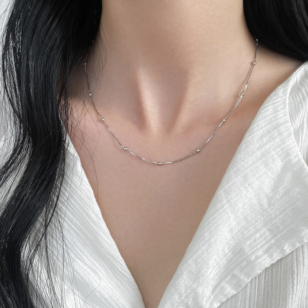 A46400 s925 silver simple elegant necklace