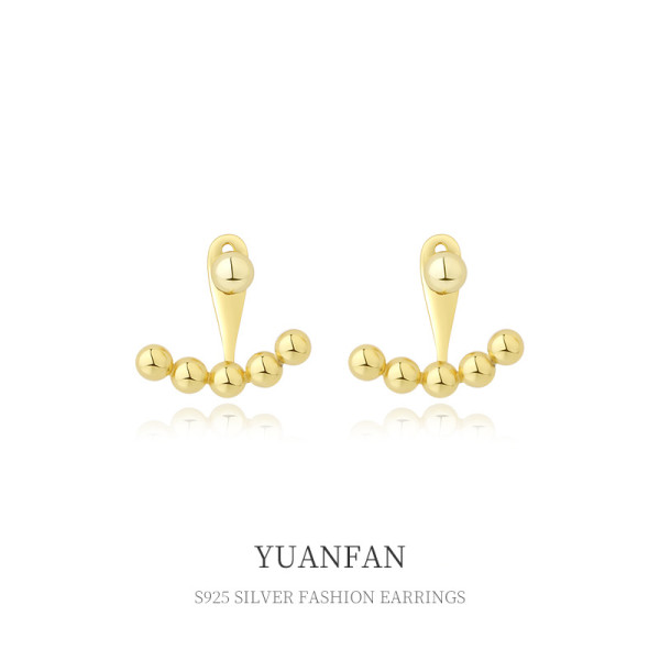 A36416 925 sterling silver gold bead earrings