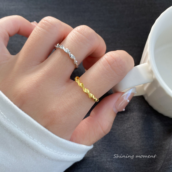 A45313 s925 sterling silver trendy sweet twist ring