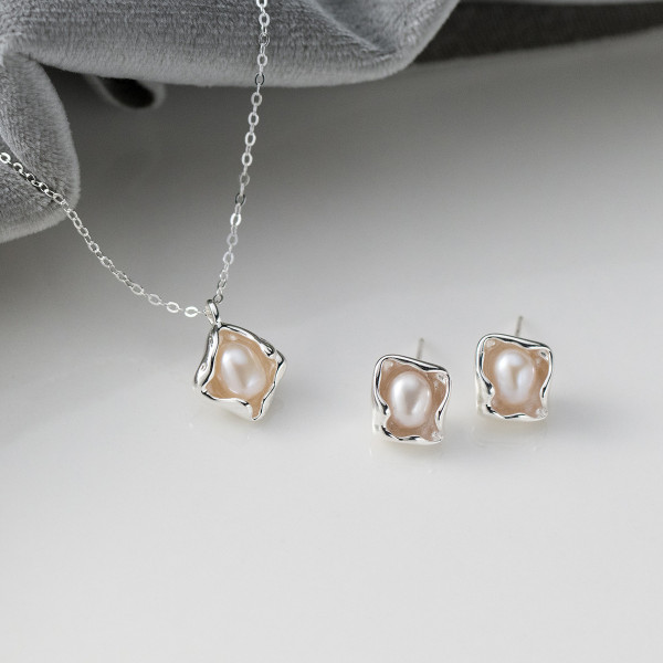 A43499 s925 sterling silver sweet pearl elegant necklace
