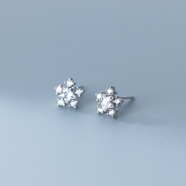 A35434 s925 sterling silver stars sweet christmas snowflak earrings